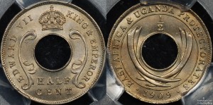 East Africa 1909 Half Cent PCGS MS66