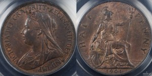 Great Britain 1901 Half Penny PCGS MS63BN