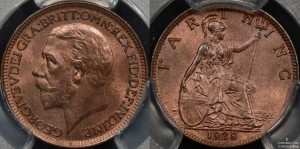 Great Britain 1928 Farthing PCGS MS65RB
