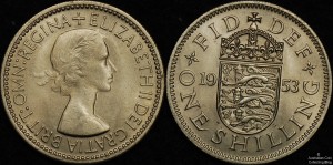 Great Britain 1953 Shilling English Reverse