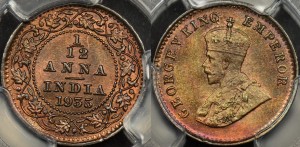 India 1935c 1/12 Anna PCGS MS65RB