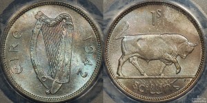 Ireland 1942 Shilling PCGS MS65