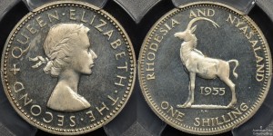 Rhodesia and Nyasaland 1955 Shilling PR64CAM