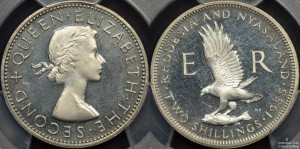 Rhodesia and Nyasaland 1955 Two Shilling PR64CAM