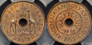 Rhodesia and Nyasaland 1955 Halfpenny PR64RB