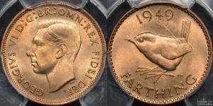 Great Britain 1949 Farthing PCGS MS64RD