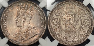 India 1918 (c) Rupee NGC MS63