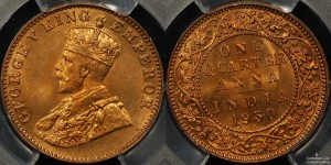 India 1930B Quarter Anna PCGS MS66RD