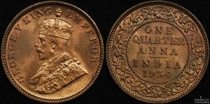 India 1934 Quarter Anna