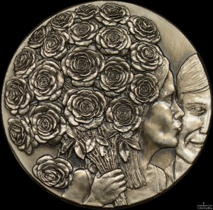 "Gift of Flowers" Art Medal by Michael Meszaros