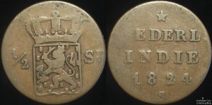 Netherland Indies 1824S 1/2 Stuiver