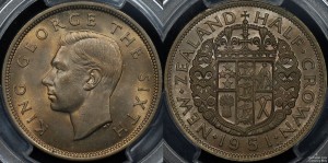 New Zealand 1951 Half Crown PCGS MS65