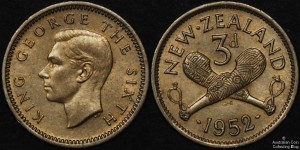 New Zealand 1952 Threepence