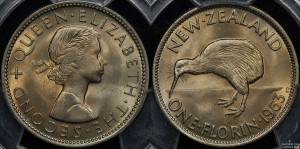 New Zealand 1963 Florin PCGS MS65