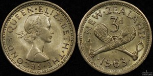 New Zealand 1963 Threepence