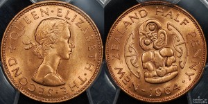 New Zealand 1964 Half Penny PCGS MS65RD