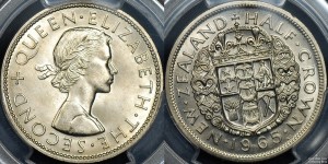 New Zealand 1965 Half Crown PCGS MS65