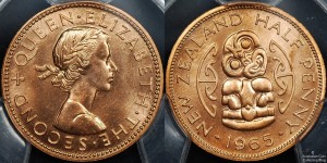 New Zealand 1965 Half Penny MS67RD