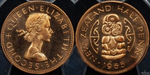 New Zealand 1965 Half Penny PCGS PL66RD