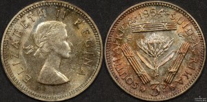 South Africa 1954 Threepence