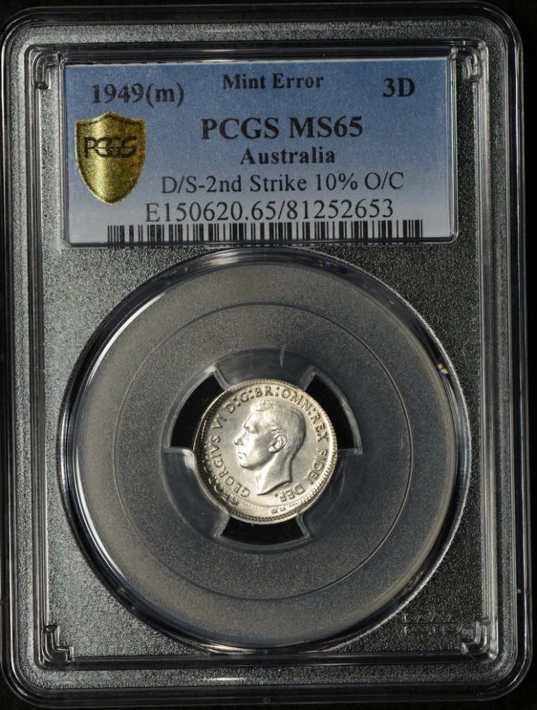 1949 Threepence Error PCGS MS65