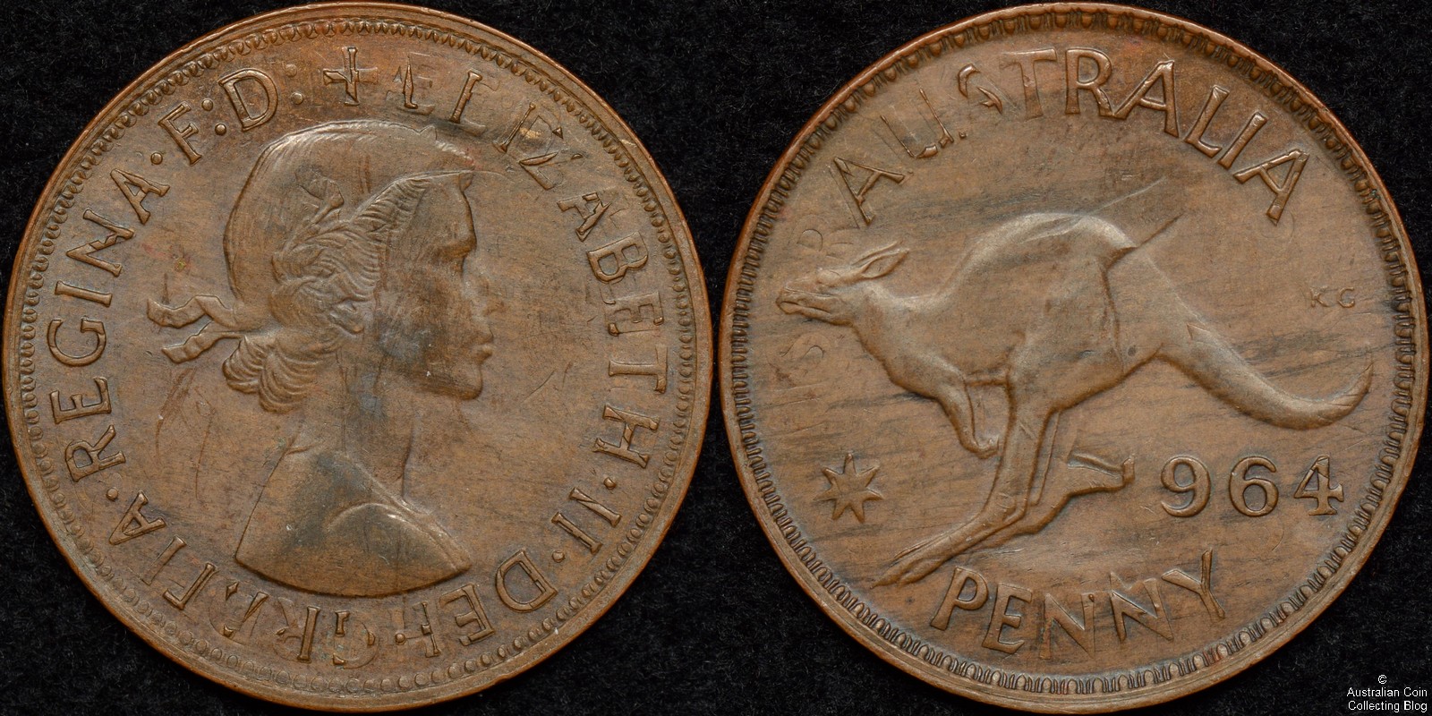 Australia 1964m Penny Rotated Double Strike