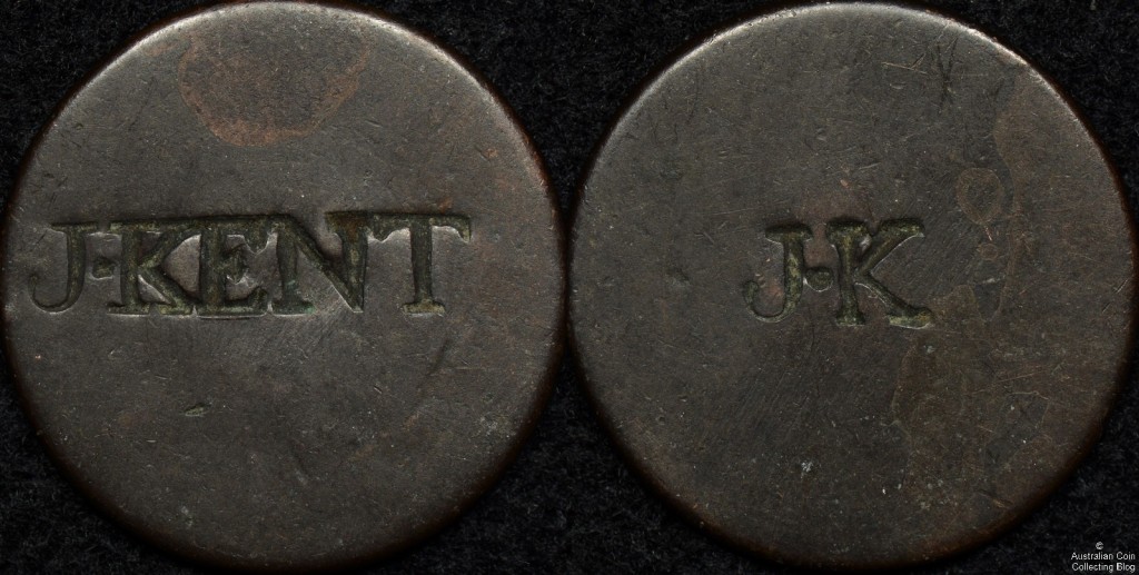 Great Britain Half Penny J Kent Counterstamps