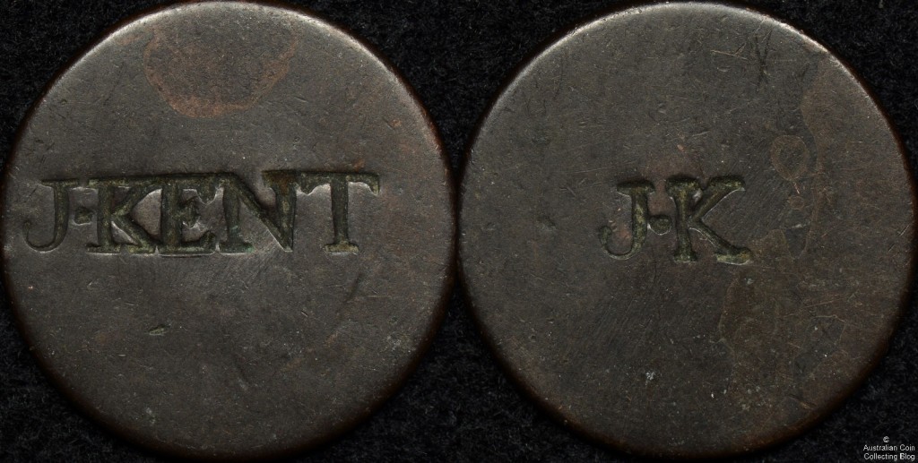 Great Britain Half Penny J Kent Counterstamps