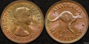 1960y Half Penny with Obverse Planchet Flaw