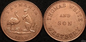 1855 Thomas White Westbury 1/2d token - re-strike