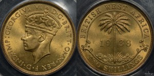 British West Africa 1938KN 2 Shillings PCGS MS64