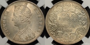 India 1900C Rupee  NGC MS63