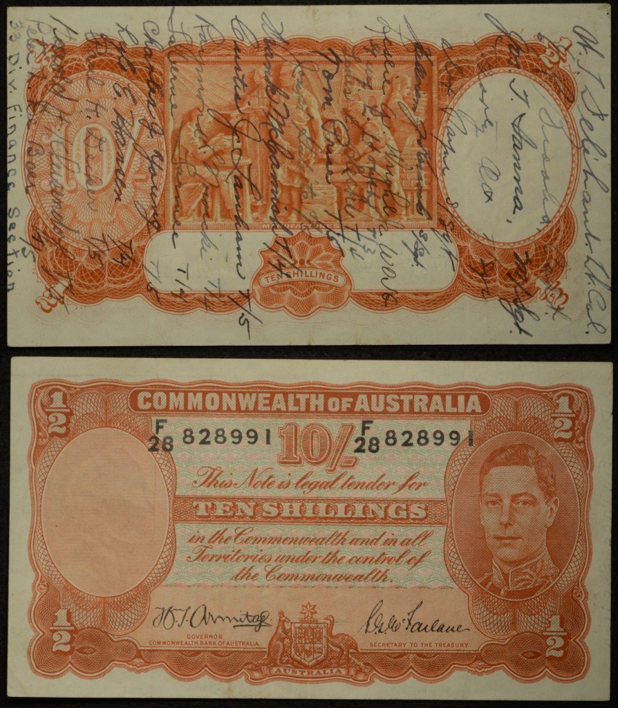 Australian Ten Shillings Short Snorter Banknote (1)