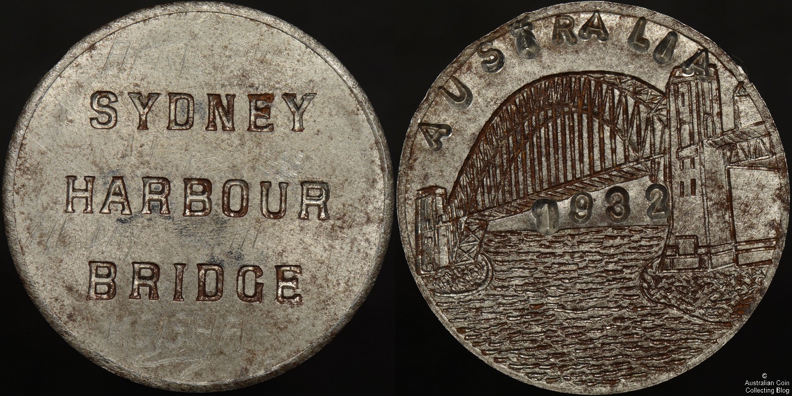 Counterstamped Sydney Harbour Bridge Rivet Medal c.1932 Carlisle ZS/2