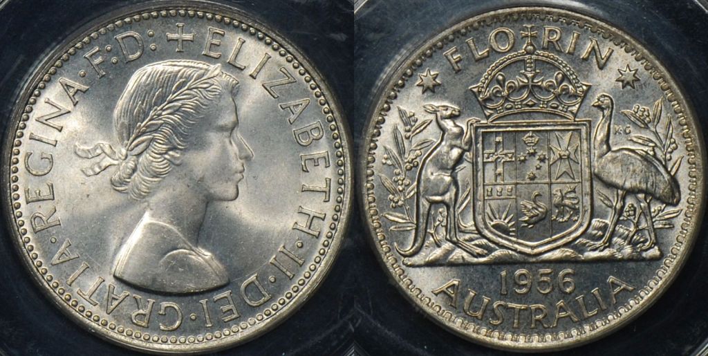 Australia 1956 Florin PCGS MS66