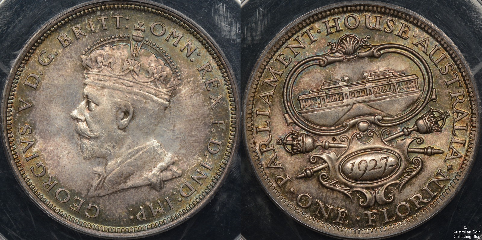 Australia 1927 Canberra Florin PCGS MS65