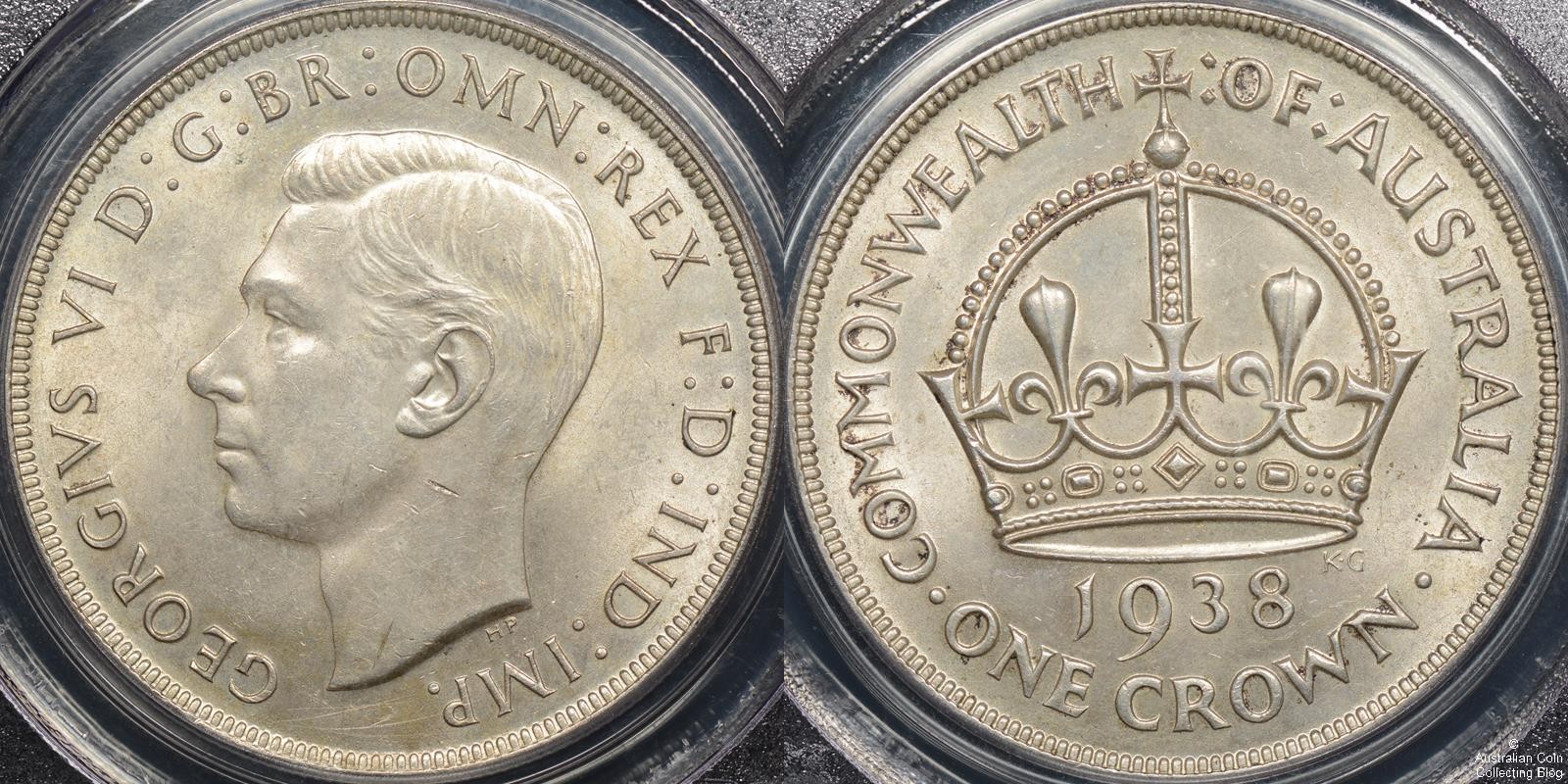 Australia 1938 Crown PCGS AU58