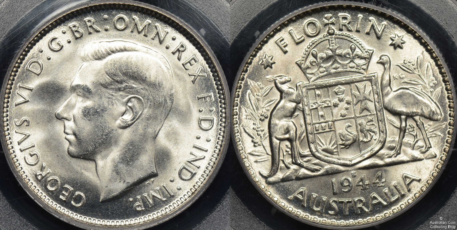 Australia 1944-S Florin PCGS MS65