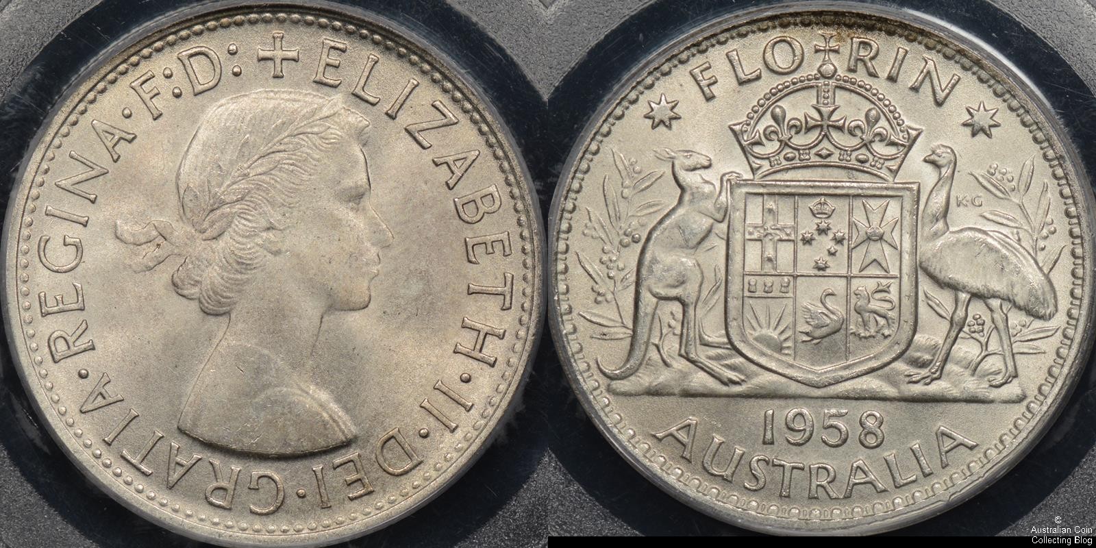 Australia 1958 Florin PCGS MS65