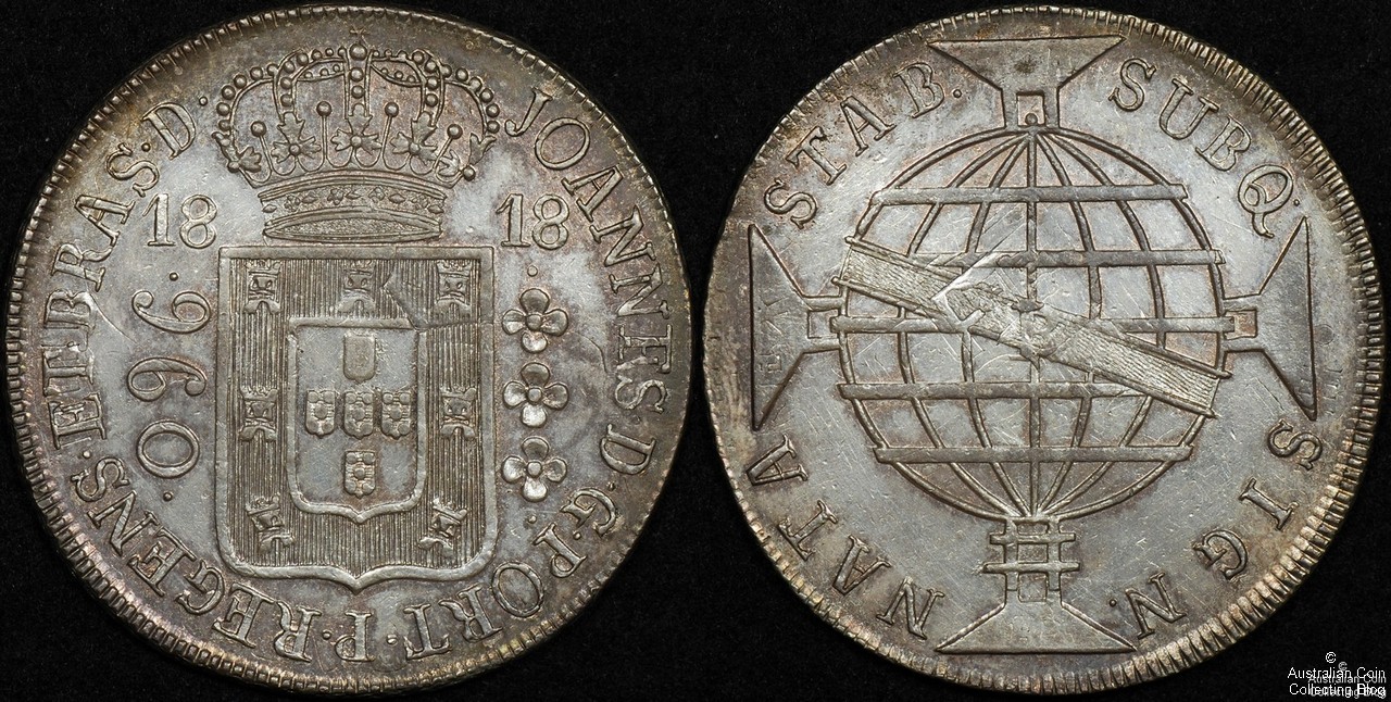 Brazil 1818R 960 Reis PCGS Cleaned