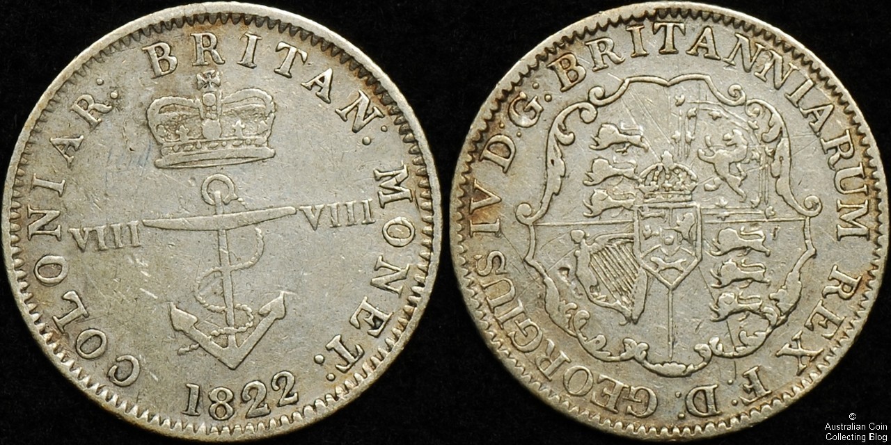 British West Indies 1822 1/8th Dollar F