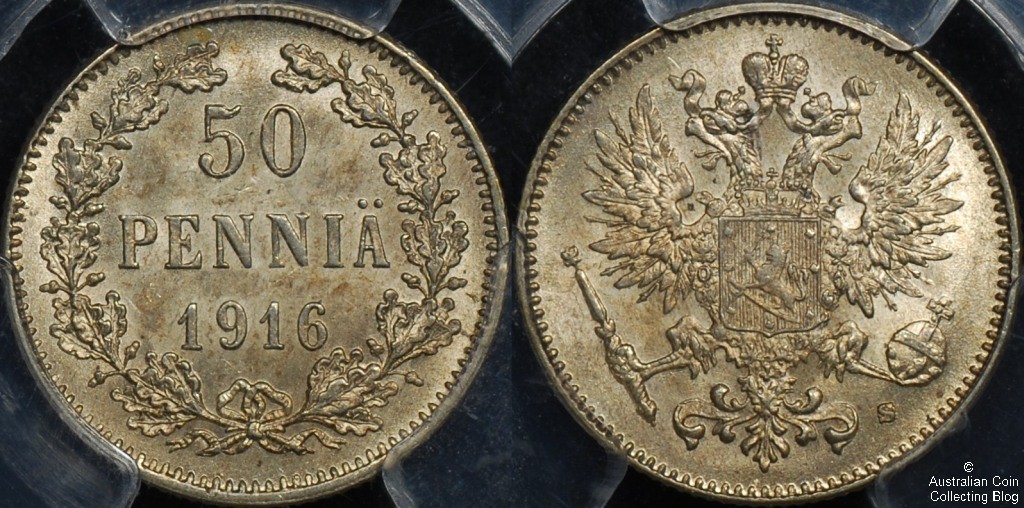 Finland 1916 50 pennia PCGS MS65