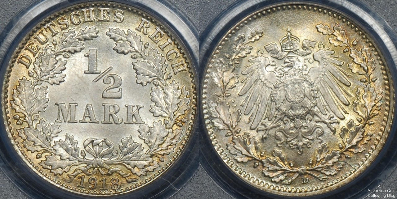 Germany 1918 1/2 mark PCGS MS67