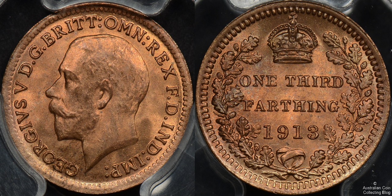 Great Britain 1913 1/3 Farthing PCGS MS65RD