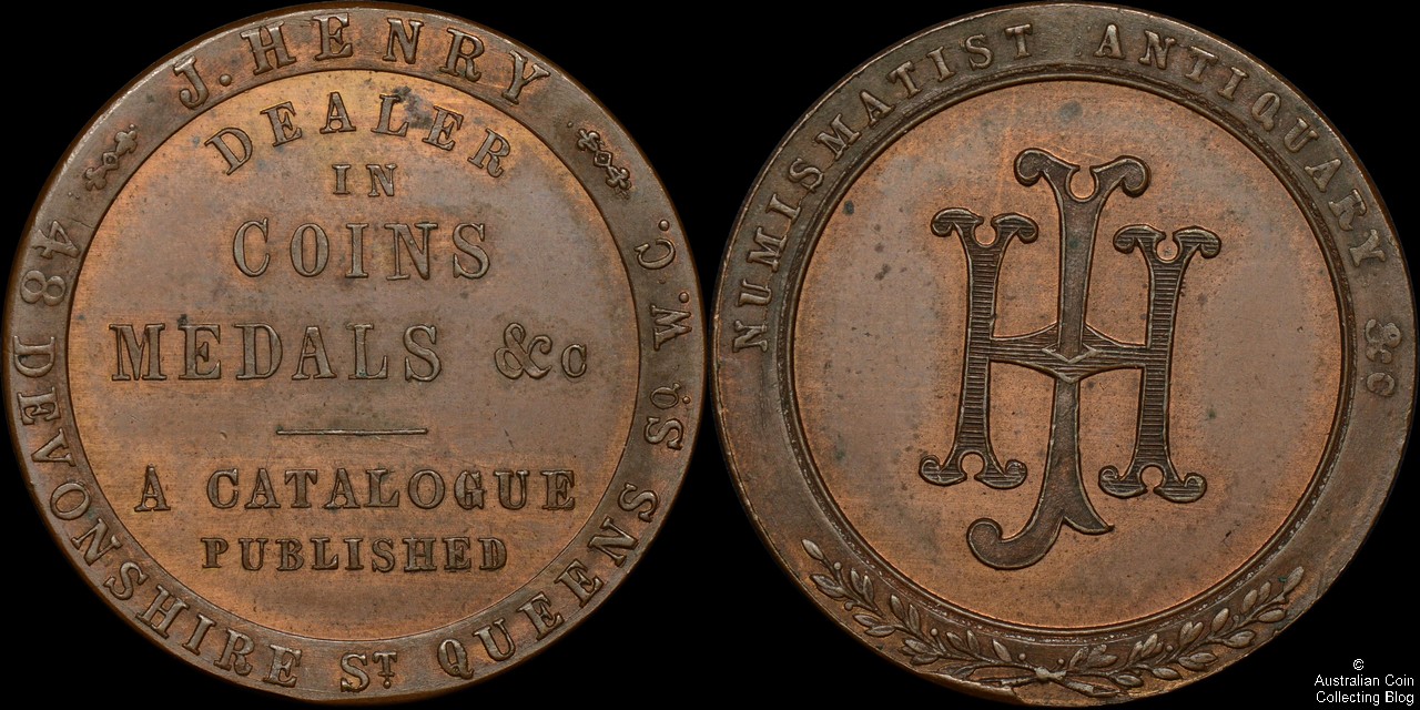 J Henry Dealer in Coins and Medals Token
