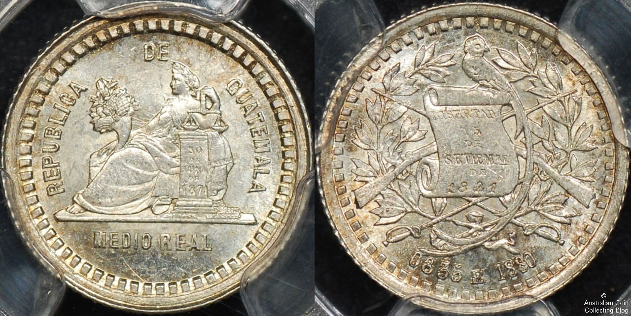 Guatemala 1880 1/2 Reale PCGS MS64