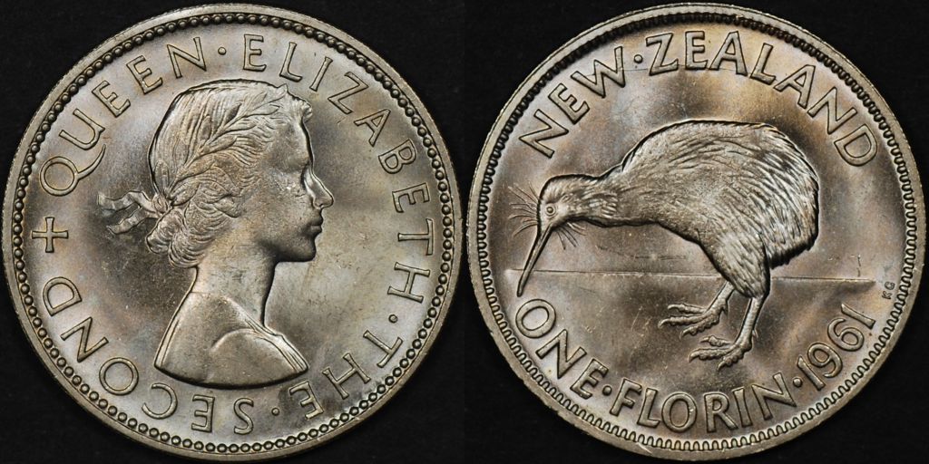 New Zealand 1961 Florin PCGS MS64