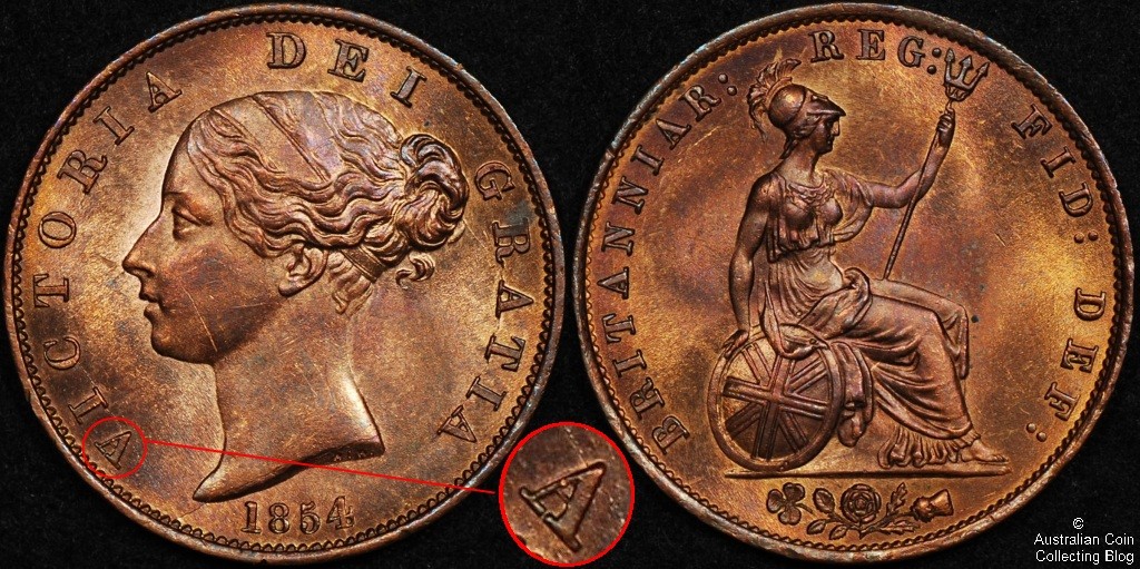 Great Britain 1854 Half Penny Inverted A Variety