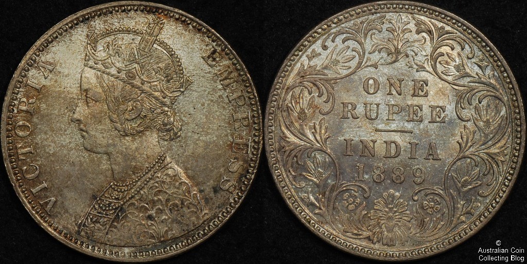 India 1889B Rupee PCGS MS64