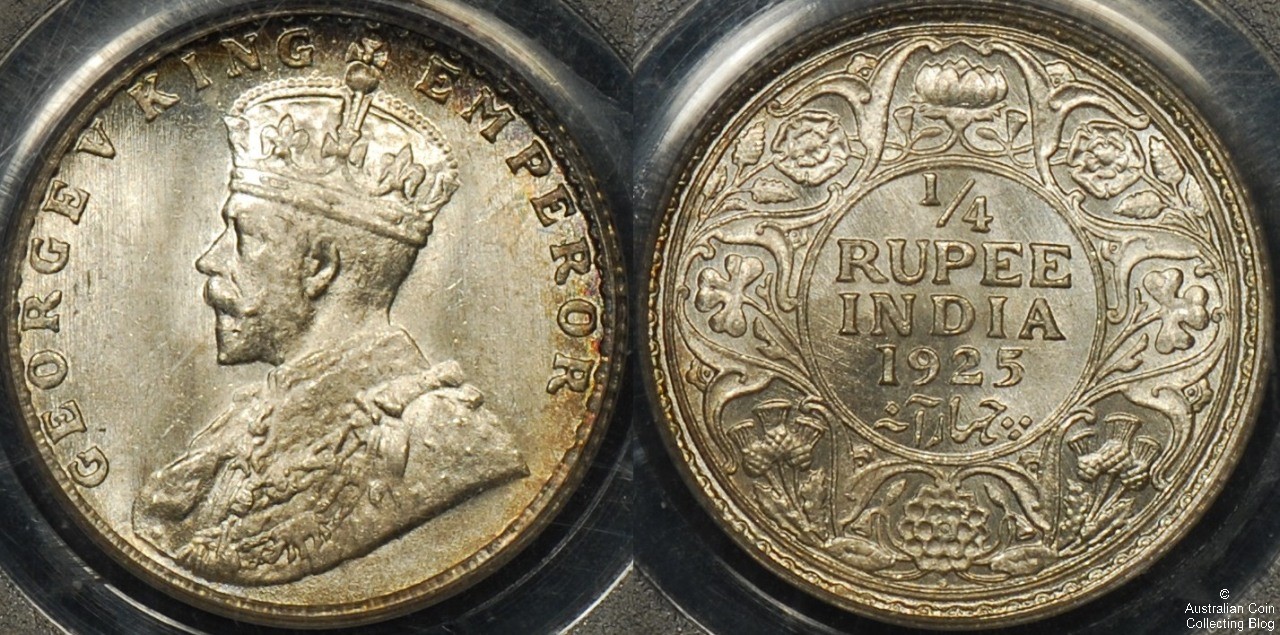 India 1925 1/4 Rupee PCGS MS66